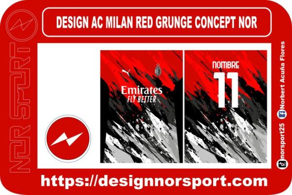 DESIGN AC MILAN RED GRUNGE CONCEPT NOR