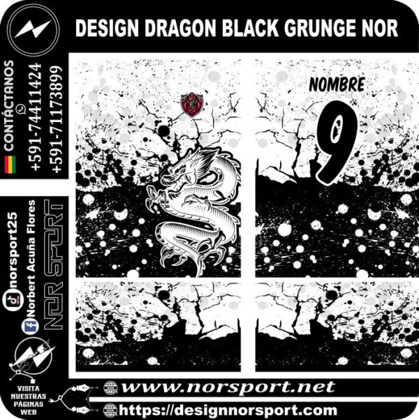 DESIGN DRAGON BLACK GRUNGE NOR