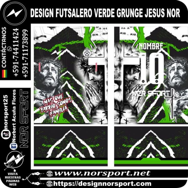 DESIGN FUTSALERO VERDE GRUNGE JESUS NOR