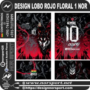 DESIGN LOBO ROJO FLORAL 1 NOR