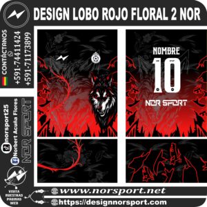 DESIGN LOBO ROJO FLORAL 2 NOR
