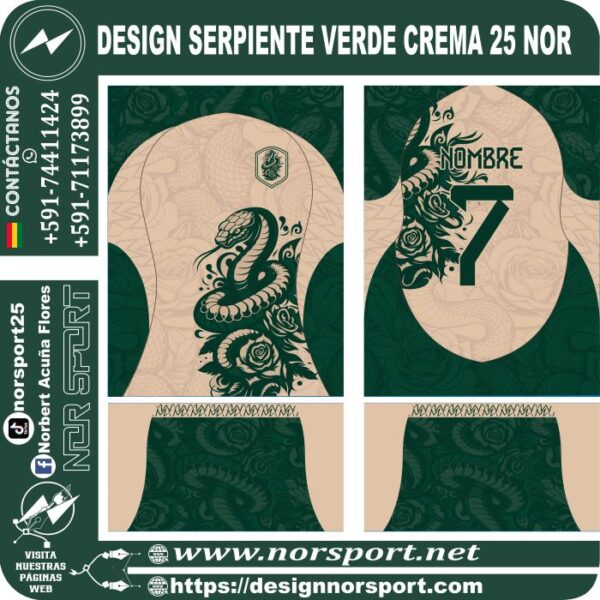 DESIGN SERPIENTE VERDE CREMA 25 NOR